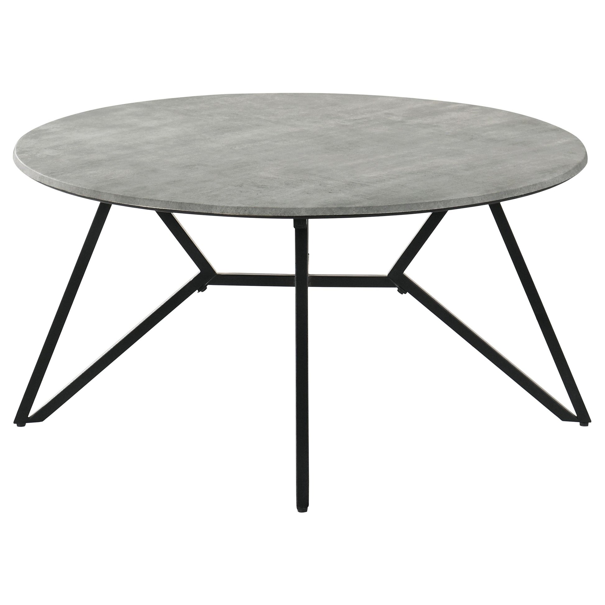  Coaster Furniture Hadi 736178-S2 2-piece Round SmartTop Coffee and End Table Set - Cement IMAGE 4