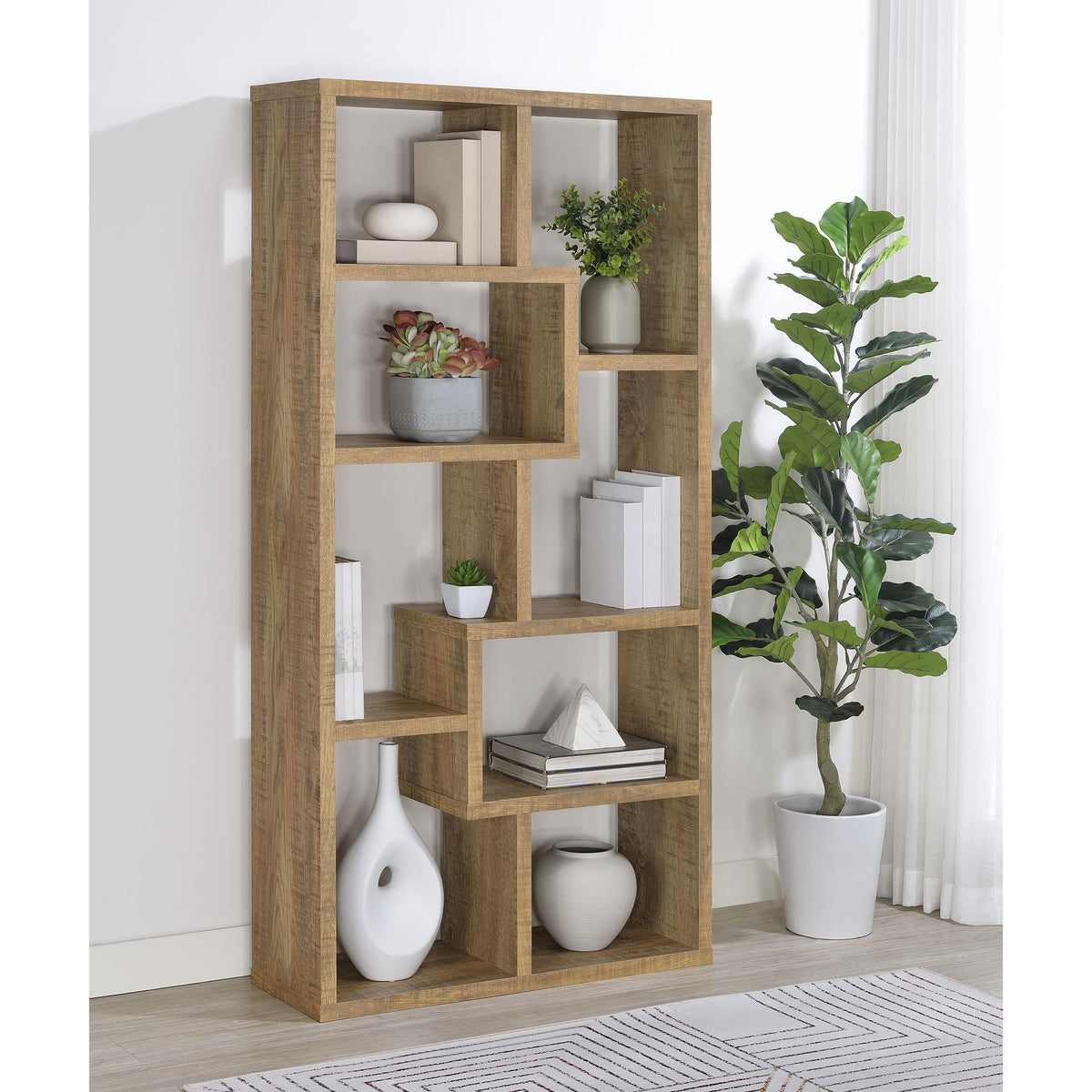  Coaster Furniture Theo 800515 71-inch 6-shelf Bookshelf - Mango IMAGE 7