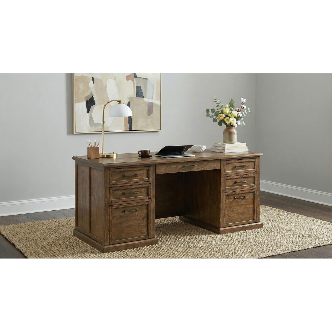  Coaster Furniture Altidore 800795 68-inch 7-drawer Executive Home Office Desk - Distressed Brown IMAGE 1