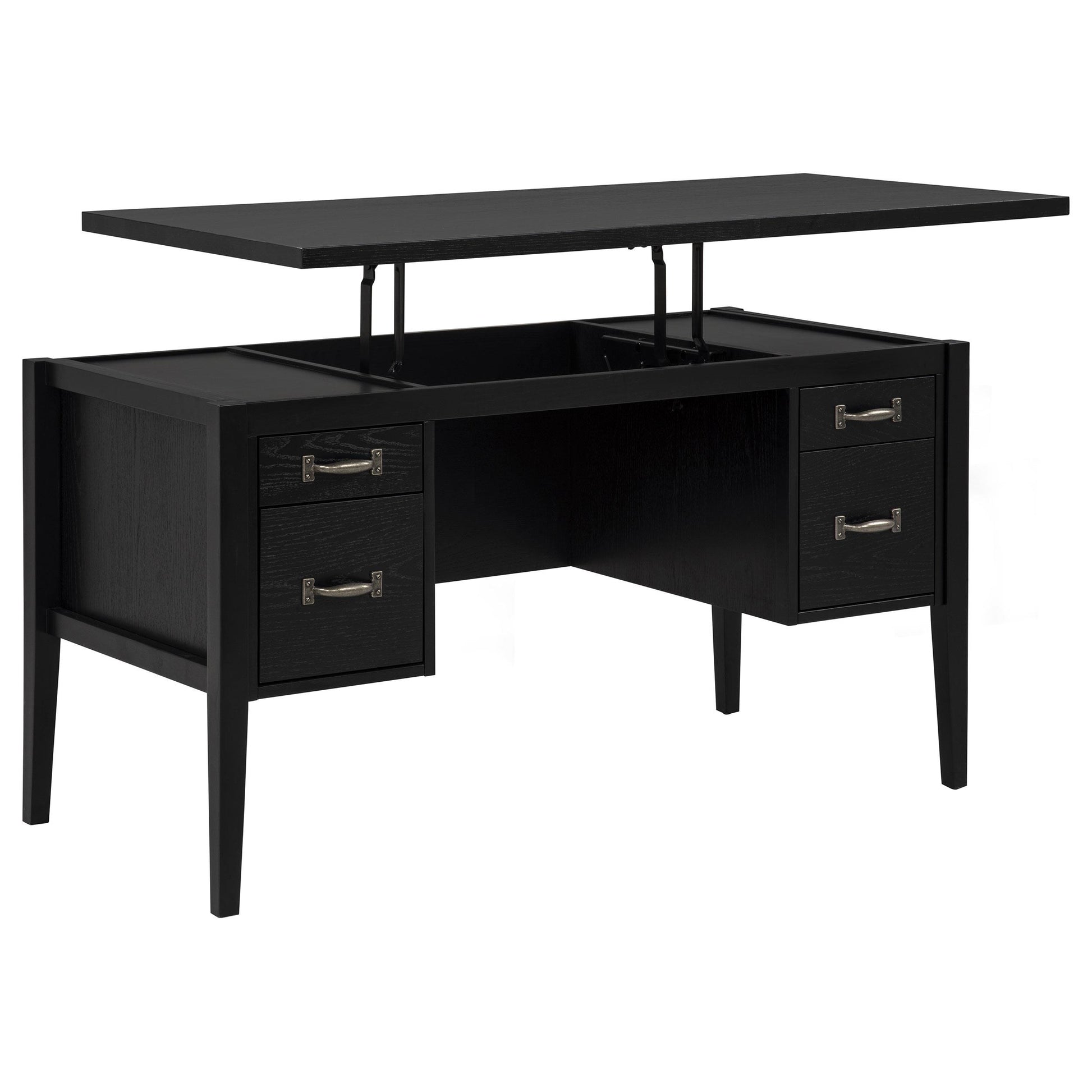  Coaster Furniture Graham 800866 54-inch 4-drawer Double Pedestal Lift Top Computer Desk - Black IMAGE 8