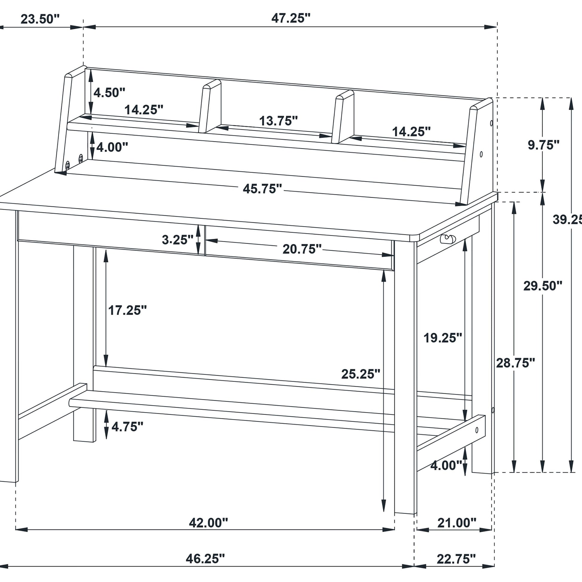  Coaster Furniture Besler 801075 47-inch SmartTop Writing Desk with Shelf - Cement/Natural IMAGE 15