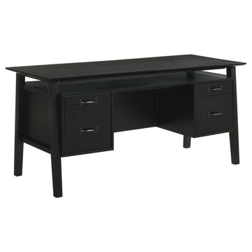  Coaster Furniture Goodson 801586 64-inch 4-Drawer Double Pedestal Computer Desk - Black IMAGE 1