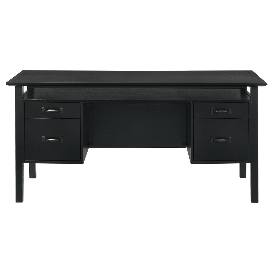  Coaster Furniture Goodson 801586 64-inch 4-Drawer Double Pedestal Computer Desk - Black IMAGE 1