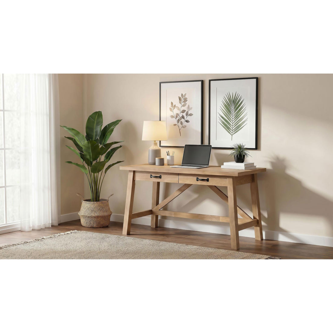  Coaster Furniture Fabian 801605 54-inch 2-drawer Computer Writing Desk  - Distressed Light Brown IMAGE 1