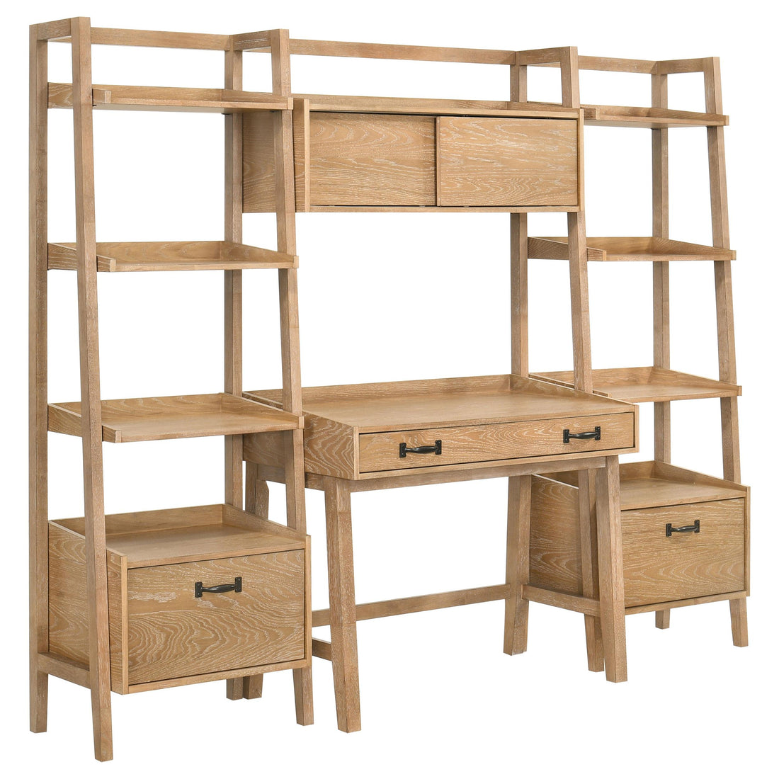  Coaster Furniture Fabian 802043 2-piece 3-shelf Bookshelf with Drawer  - Distressed Light Brown IMAGE 1