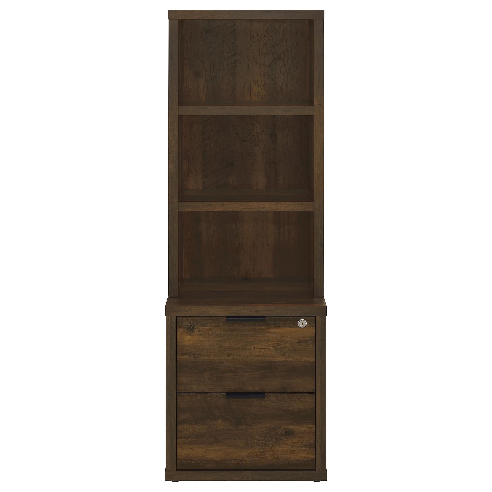  Coaster Furniture Westpark 802713 3-shelf Bookcase USB and Lockable Drawer - Dark Pine IMAGE 10