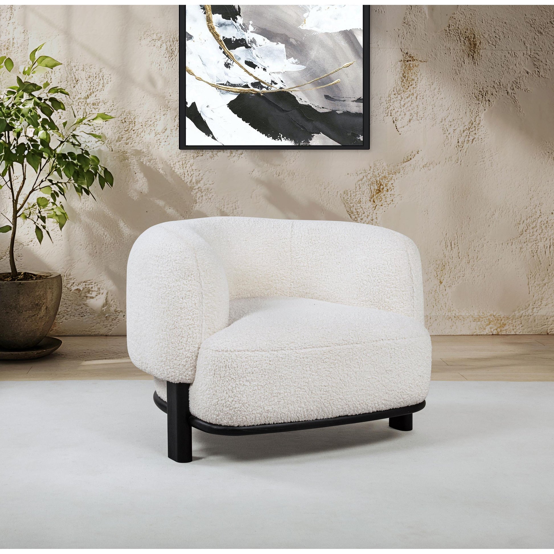  Coaster Furniture Lawler 901372 Upholstered Barrel Back Accent Chair - Ivory/Black IMAGE 6
