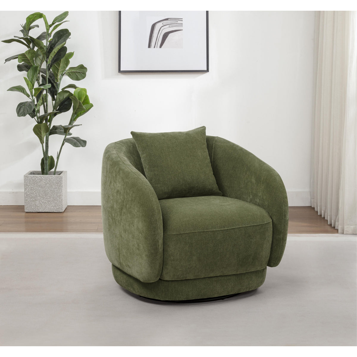  Coaster Furniture Arnaud 902487 Chenille Upholstered Swivel Accent Chair - Green IMAGE 5