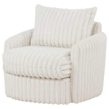  Coaster Furniture Sarco 902541 Corduroy Upholstered Swivel Accent Arm Chair - Ivory IMAGE 1