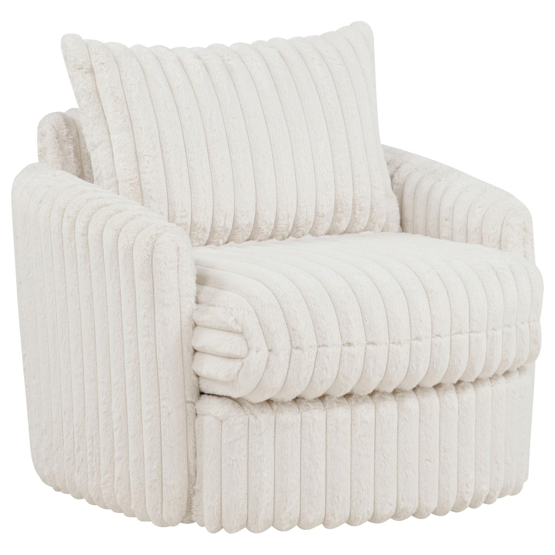  Coaster Furniture Sarco 902541 Corduroy Upholstered Swivel Accent Arm Chair - Ivory IMAGE 1