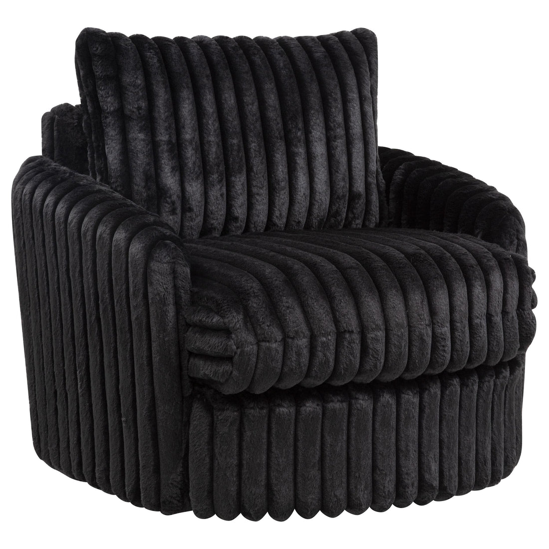  Coaster Furniture Sarco 902542 Corduroy Upholstered Swivel Accent Arm Chair - Black IMAGE 1