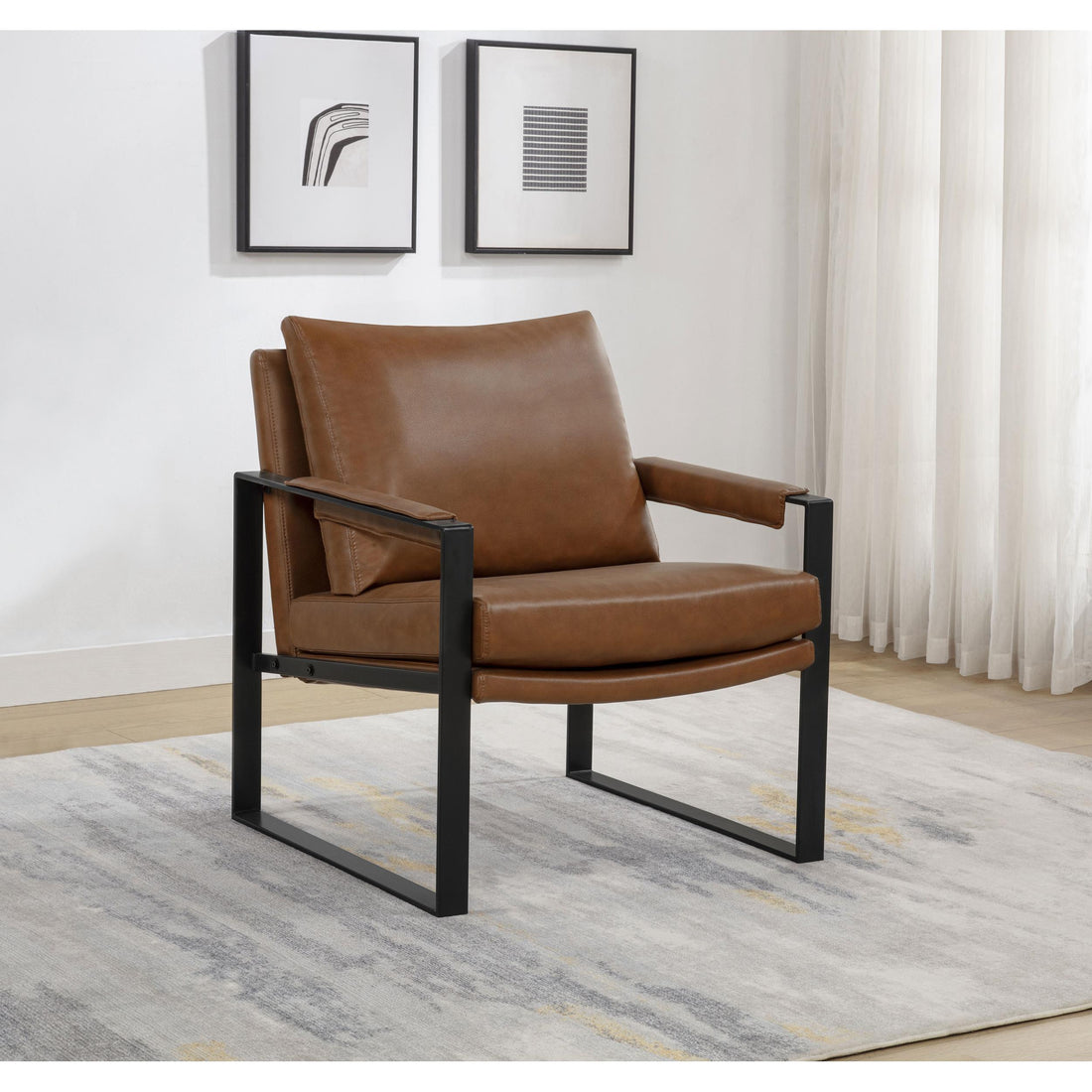 Coaster Furniture Rosalind 903019 Upholstered Track Arm Accent Chair - Brown IMAGE 1