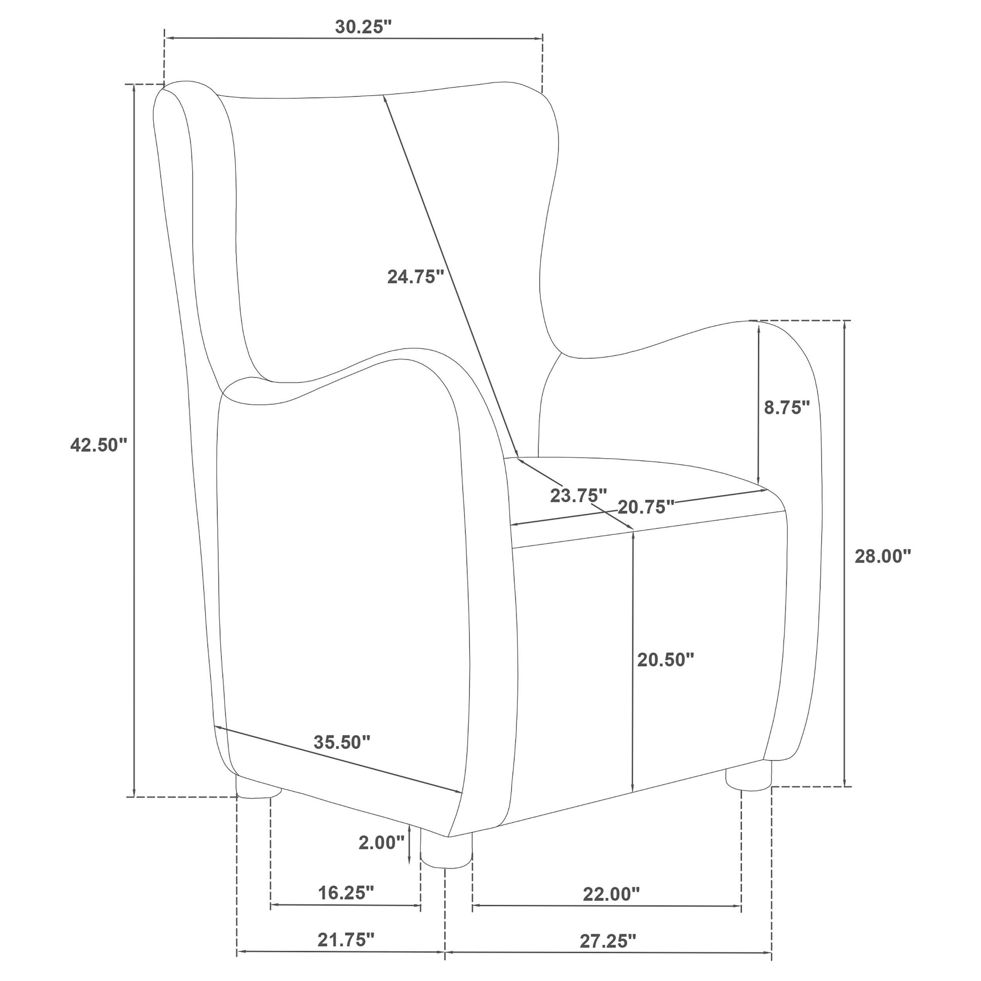  Coaster Furniture Thornton 903175 Faux Fur Upholstered Wingback Lounge Accent Chair - Ivory IMAGE 11