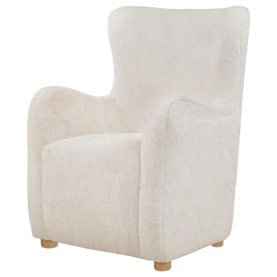  Coaster Furniture Thornton 903175 Faux Fur Upholstered Wingback Lounge Accent Chair - Ivory IMAGE 1