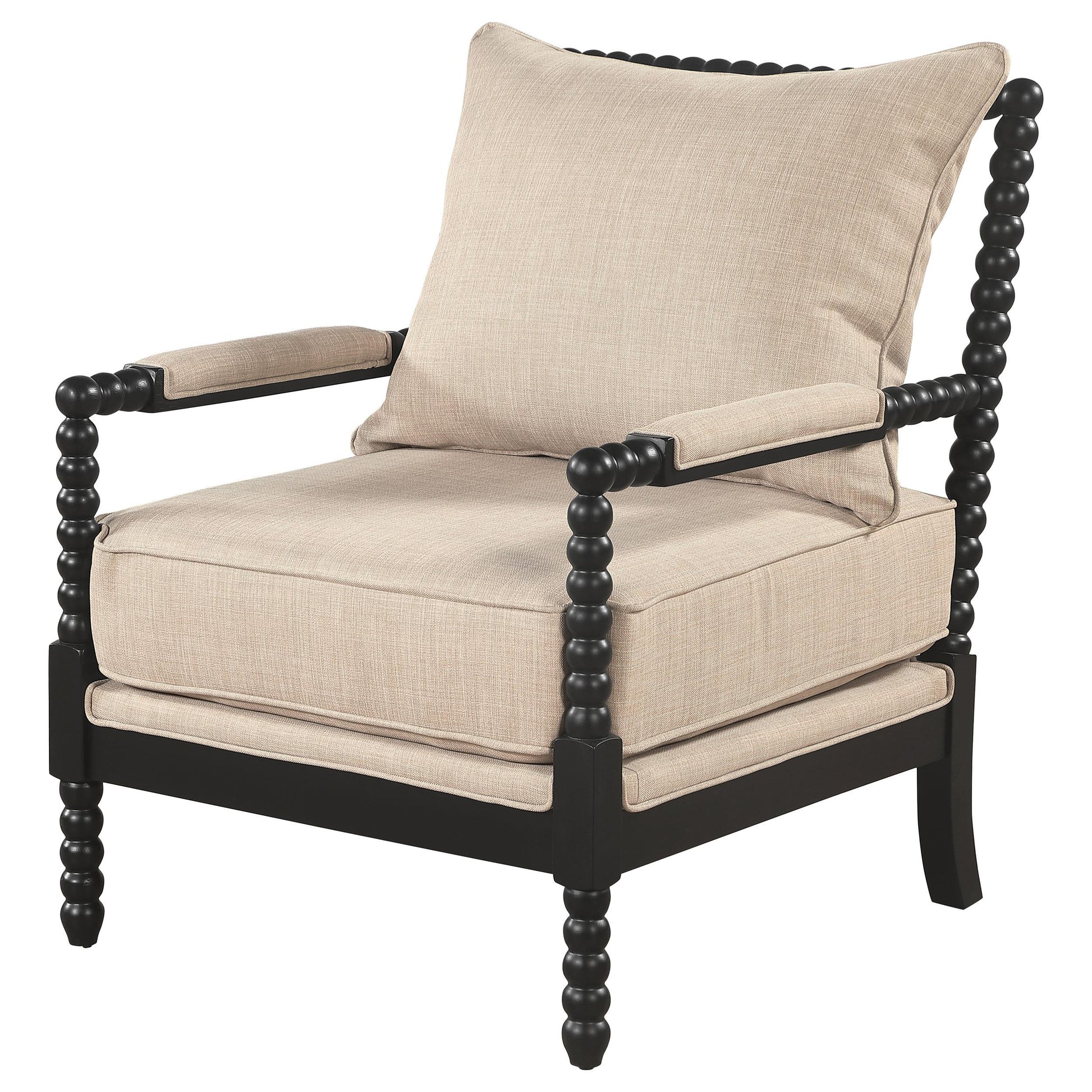  Coaster Furniture Blanchett 903237 Upholstered Bobbin Accent Chair - Beige/Black IMAGE 1