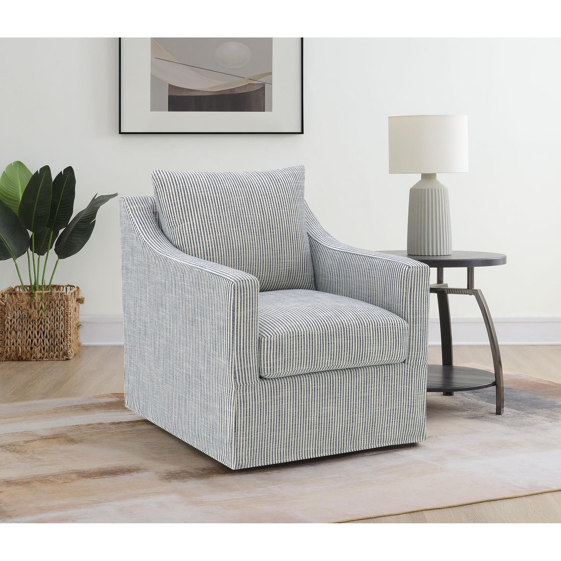  Coaster Furniture Winter 904137 Upholstered Sloped Arm Accent Swivel Chair - Grey IMAGE 1