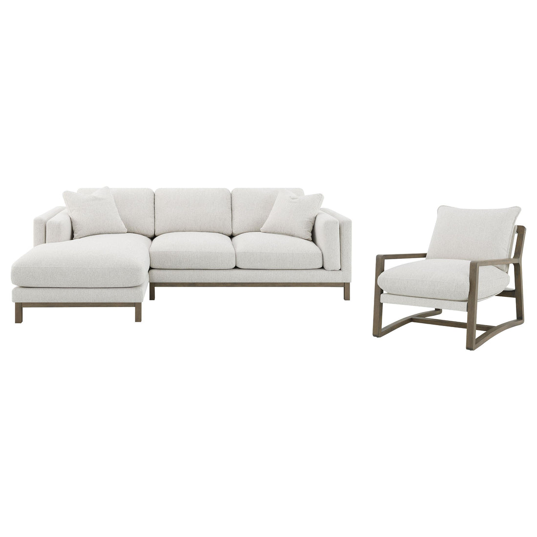  Coaster Furniture Geneva 907509 Boucle Upholstered Wood Arm Accent Chair - Sand IMAGE 1