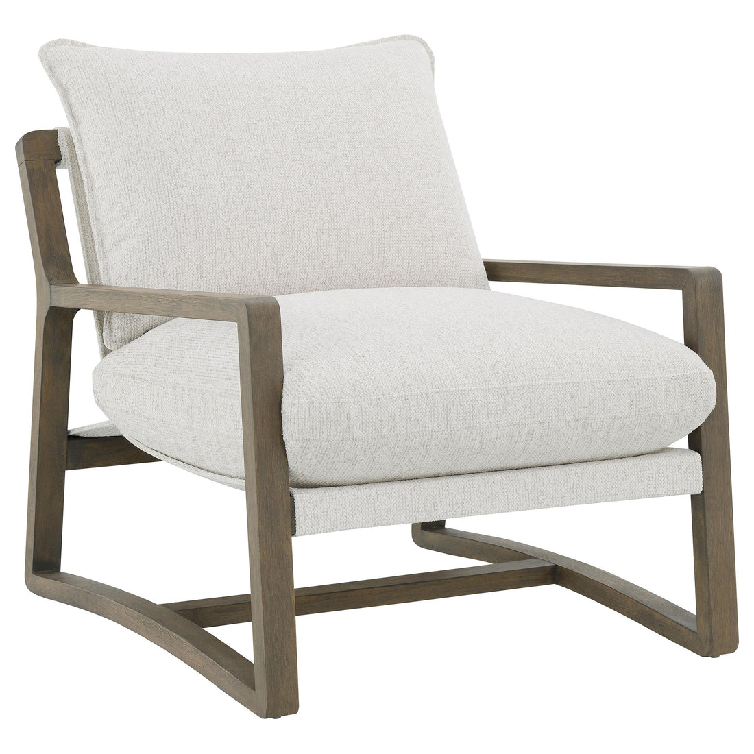 Coaster Furniture Geneva 907509 Boucle Upholstered Wood Arm Accent Chair - Sand IMAGE 1