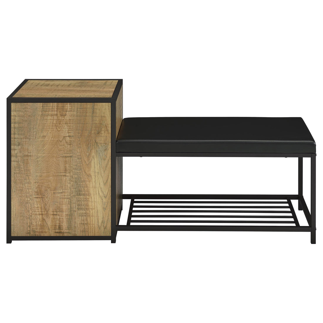  Coaster Furniture Martino 910224 Shoe Storage Entryway Bench with Cabinet - Mango/Black IMAGE 1