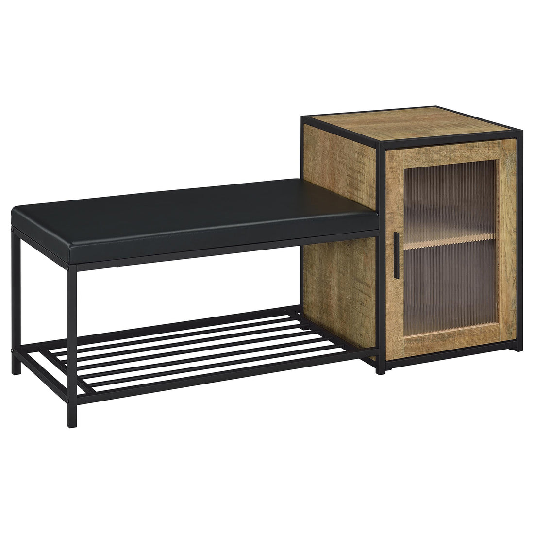  Coaster Furniture Martino 910224 Shoe Storage Entryway Bench with Cabinet - Mango/Black IMAGE 1