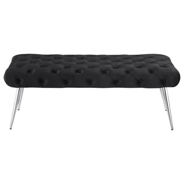  Coaster Furniture Ella 910333 Upholstered Tufted Bench Stainless Steel Legs - Black IMAGE 1