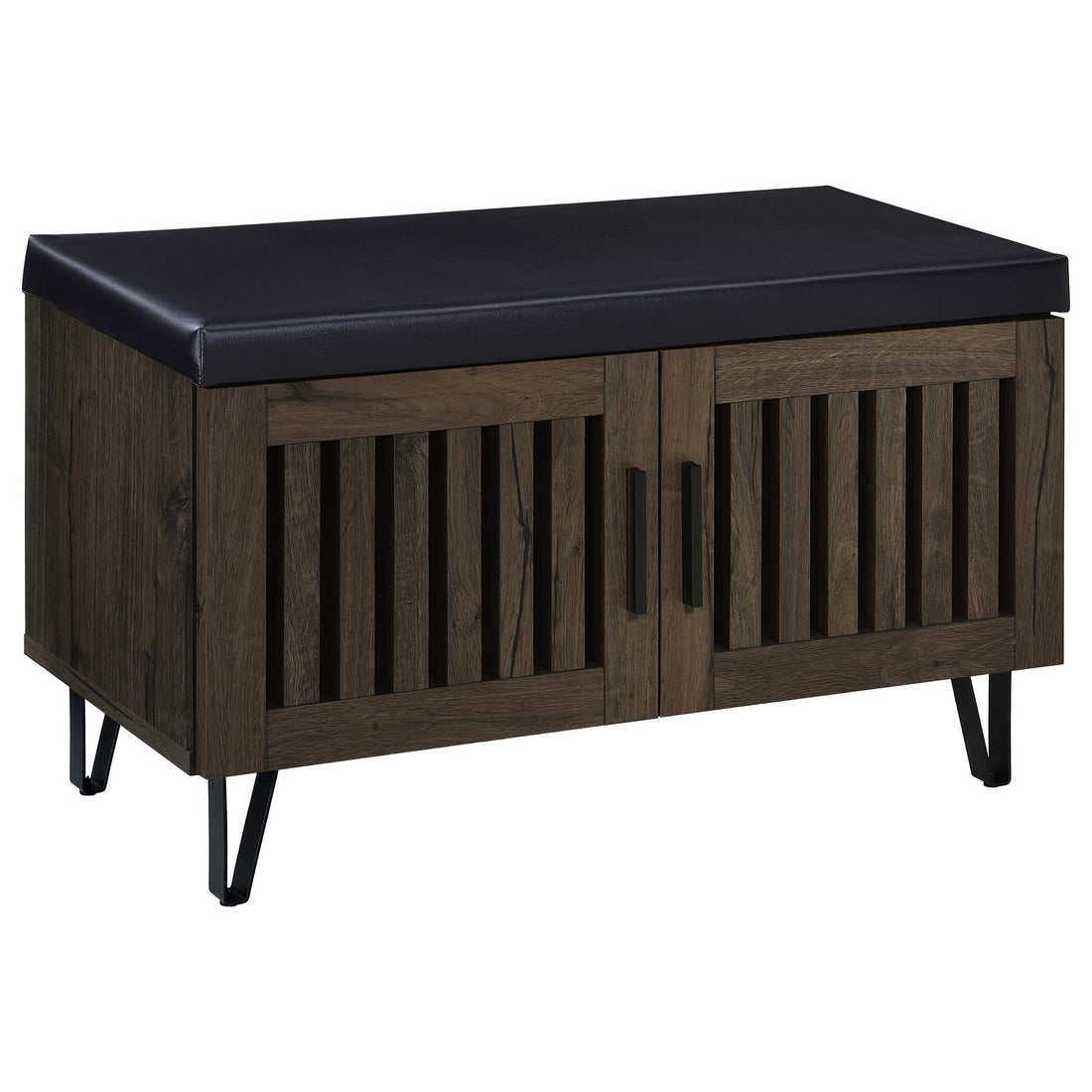  Coaster Furniture Brixton 915153 2-door Padded Entryway Shoe Storage Bench - Smoked Oak IMAGE 1