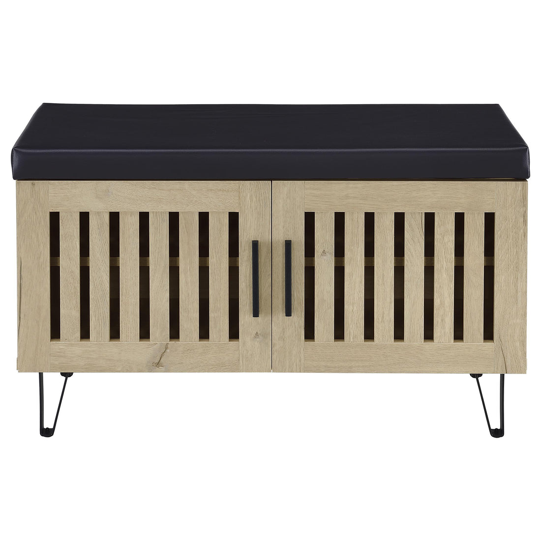  Coaster Furniture Brixton 915154 2-door Padded Entryway Shoe Storage Bench - White Oak IMAGE 1