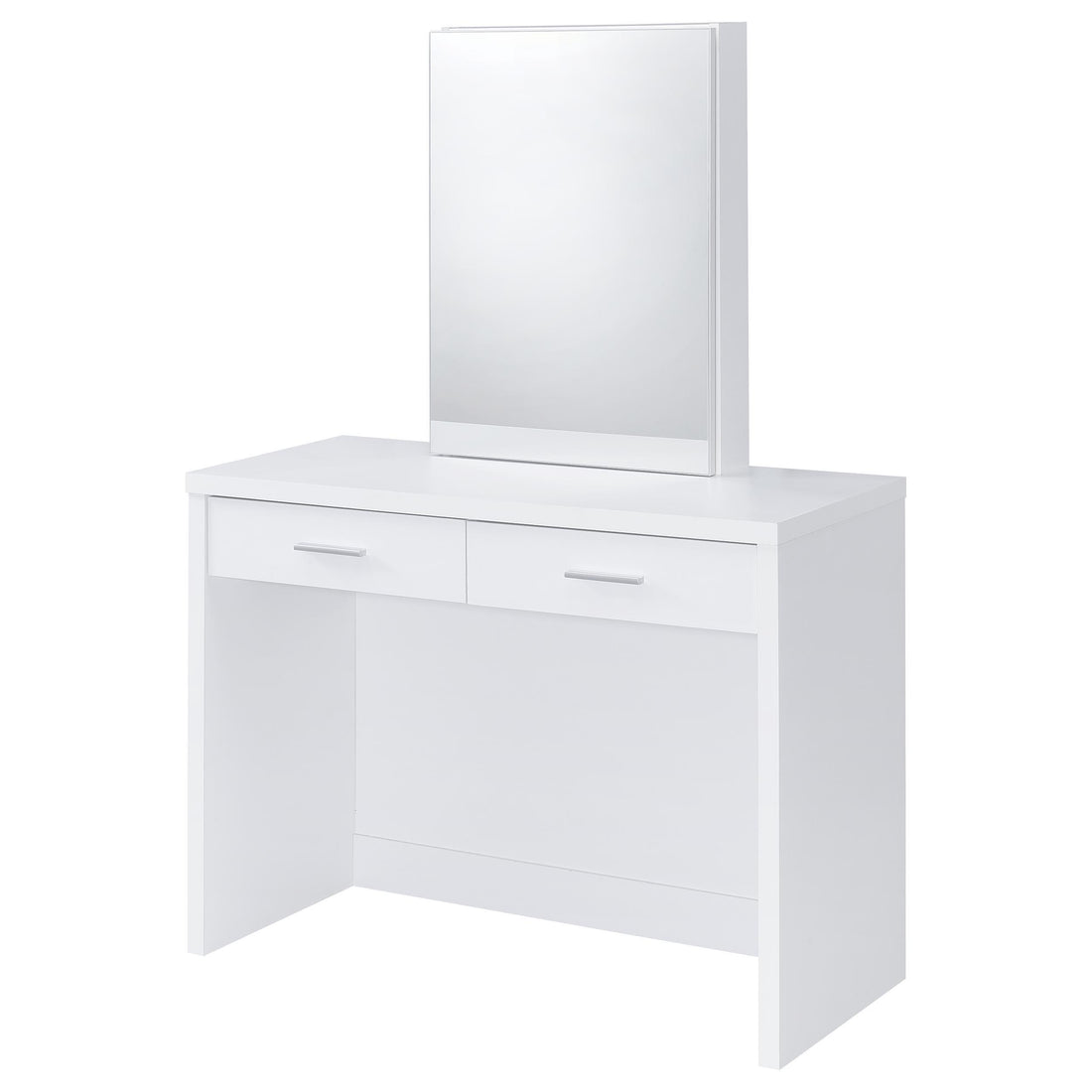  Coaster Furniture Bunbury 930280 Makeup Vanity Table Set Storage Mirror and Stool - White IMAGE 1