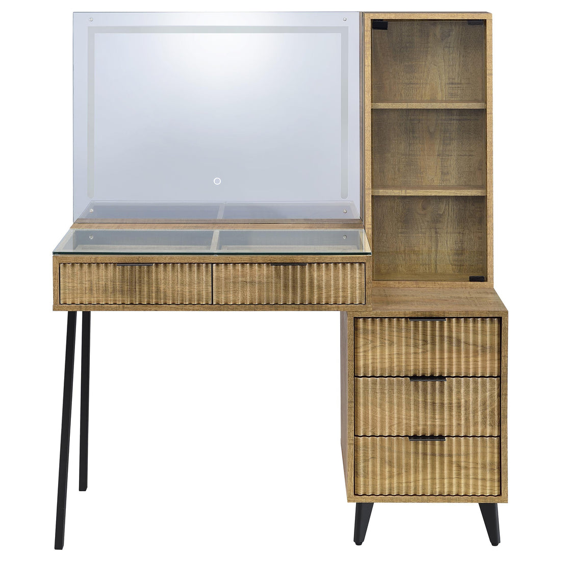  Coaster Furniture Souza 930283 5-Drawer Makeup Vanity Table With LED Mirror - Mango IMAGE 1