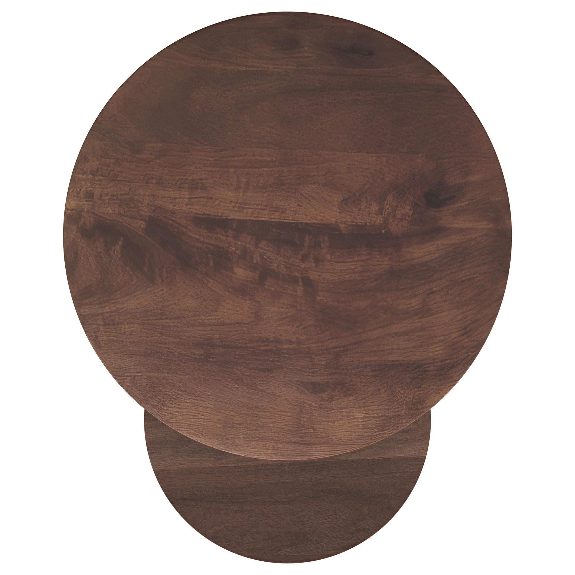  Coaster Furniture Yency 930330 2-piece Round Mango Wood Nesting Table Set - Dark Brown Mango IMAGE 5