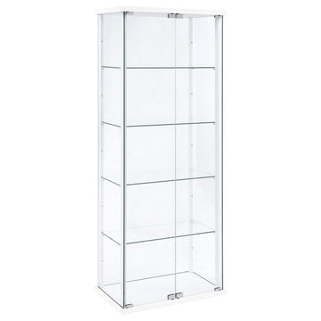  Coaster Furniture Delphinium 950170WHT 4-Shelf Clear Glass Curio Display Cabinet - White IMAGE 1