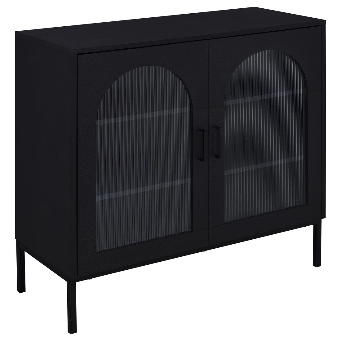 Coaster Furniture Jess 950420 2-door Arched Fluted Glass Accent Cabinet - Black IMAGE 1