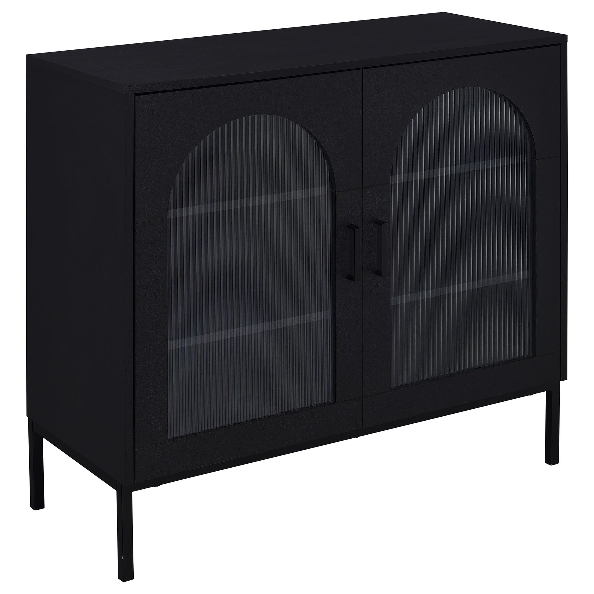  Coaster Furniture Jess 950420 2-door Arched Fluted Glass Accent Cabinet - Black IMAGE 2