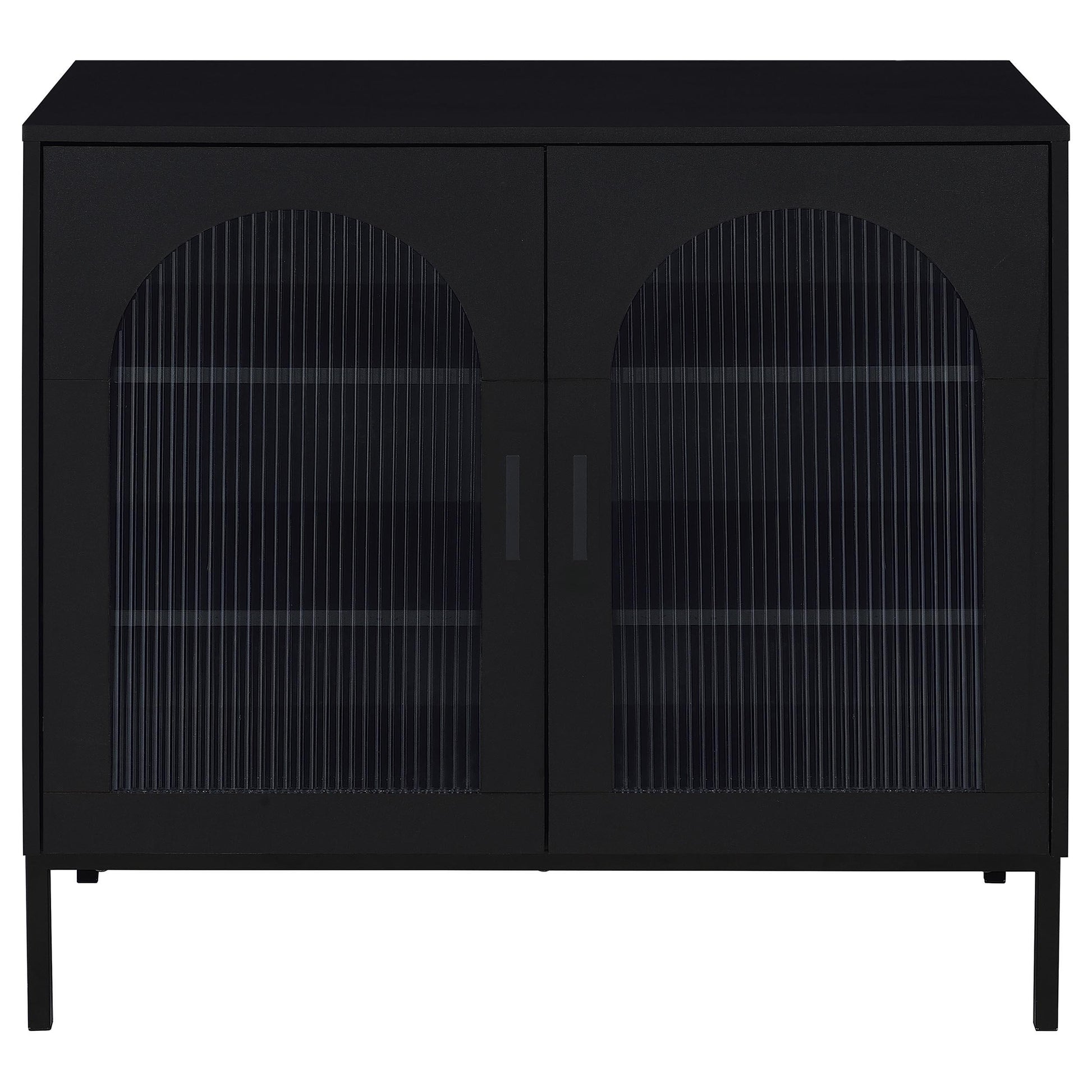  Coaster Furniture Jess 950420 2-door Arched Fluted Glass Accent Cabinet - Black IMAGE 3
