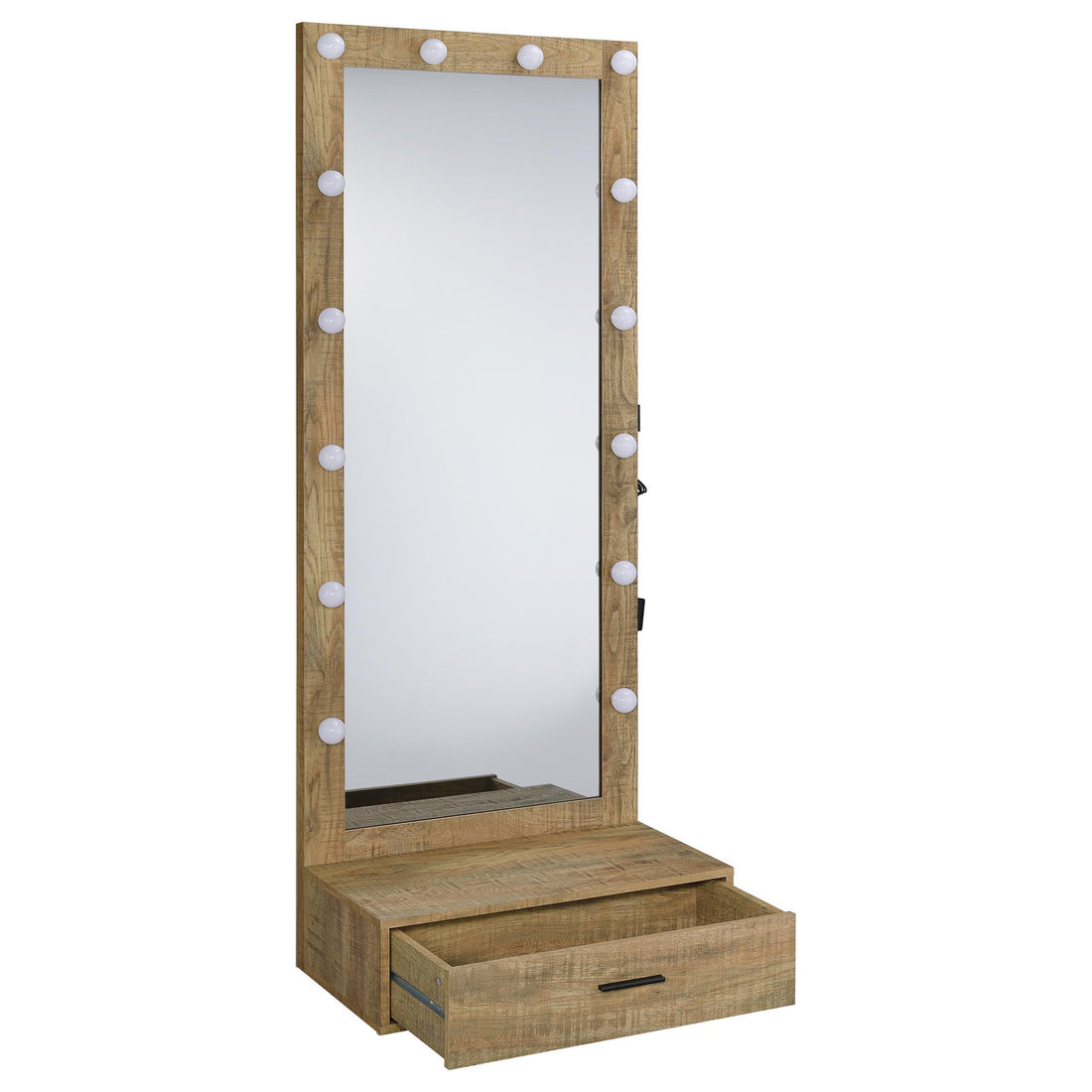  Coaster Furniture Spector 960965 1-drawer Lighted Full-Length Floor Mirror - Mango IMAGE 1