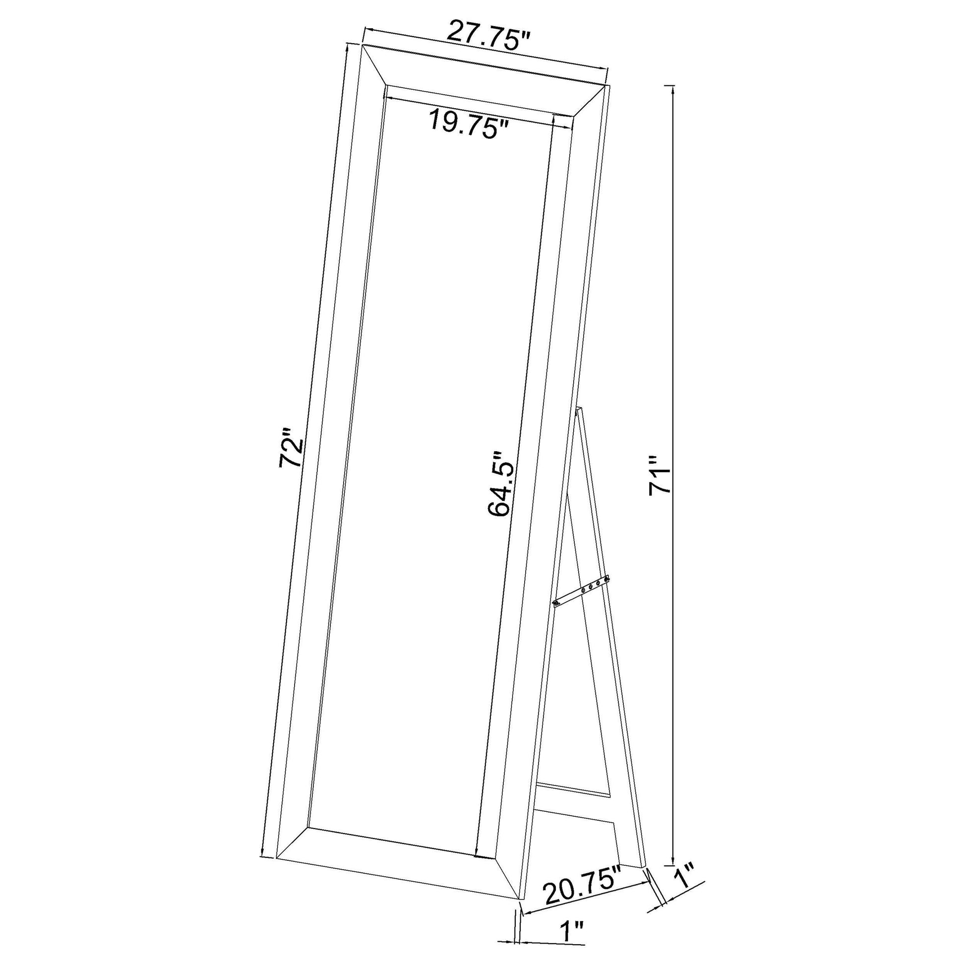  Coaster Furniture Cadence 961653 Tempered Glass Full Length Standing Mirror - Black Oak IMAGE 6