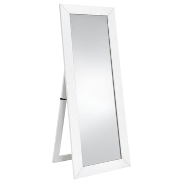  Coaster Furniture Cadence 961656 Tempered Glass Full Length Mirror - White High Gloss IMAGE 1