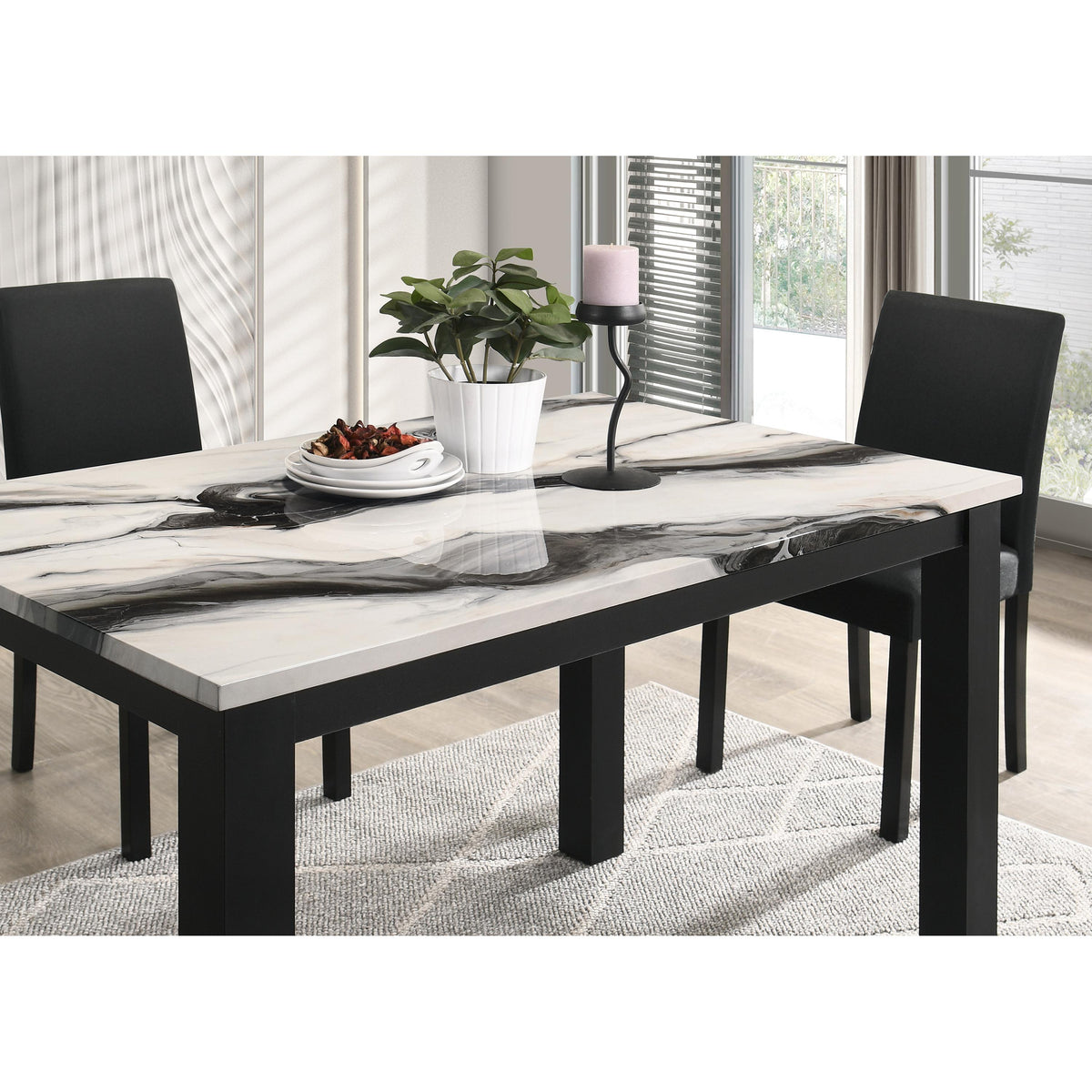  Crown Mark Resia 2120BMBL-T-3048 Dining Table Faux Marble - Brown IMAGE 4
