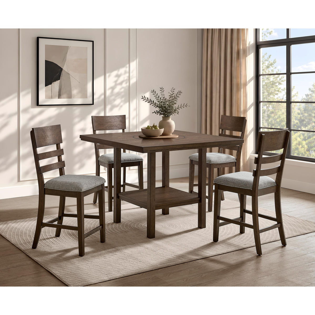  Crown Mark Guthrie 2711BR-T-4848 Counter Height Table W/Lazysusan - Brown IMAGE 2