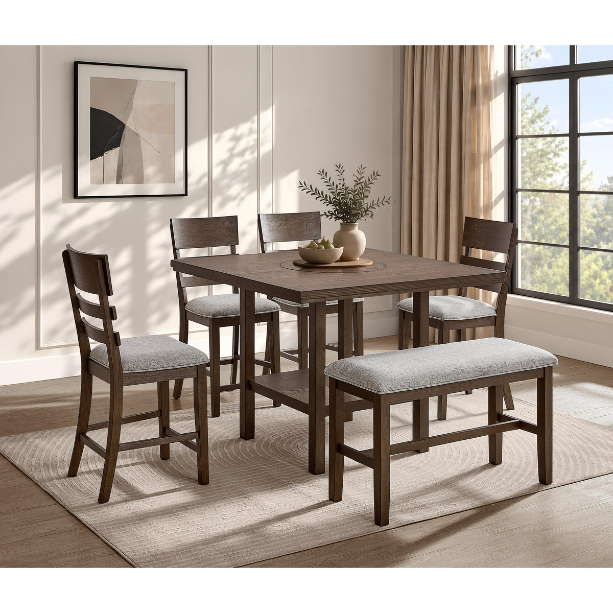  Crown Mark Guthrie 2711BR-T-4848 Counter Height Table W/Lazysusan - Brown IMAGE 3