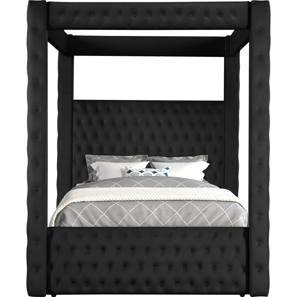  Crown Mark Annabelle 5114M-BK-Q Queen Canopy Bed - Black IMAGE 3