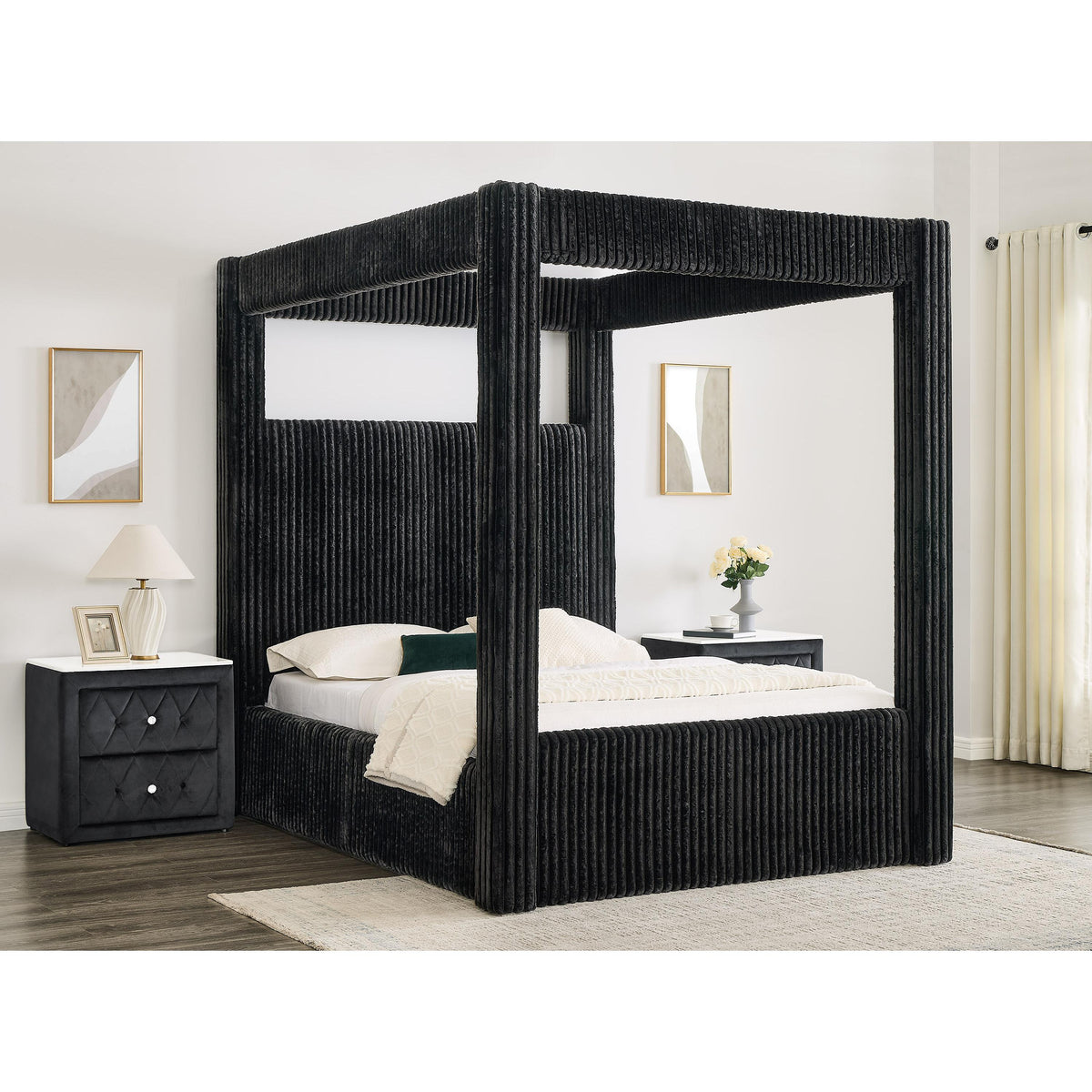  Crown Mark Carla 5118BK-Q Queen Canopy Bed - Black IMAGE 2
