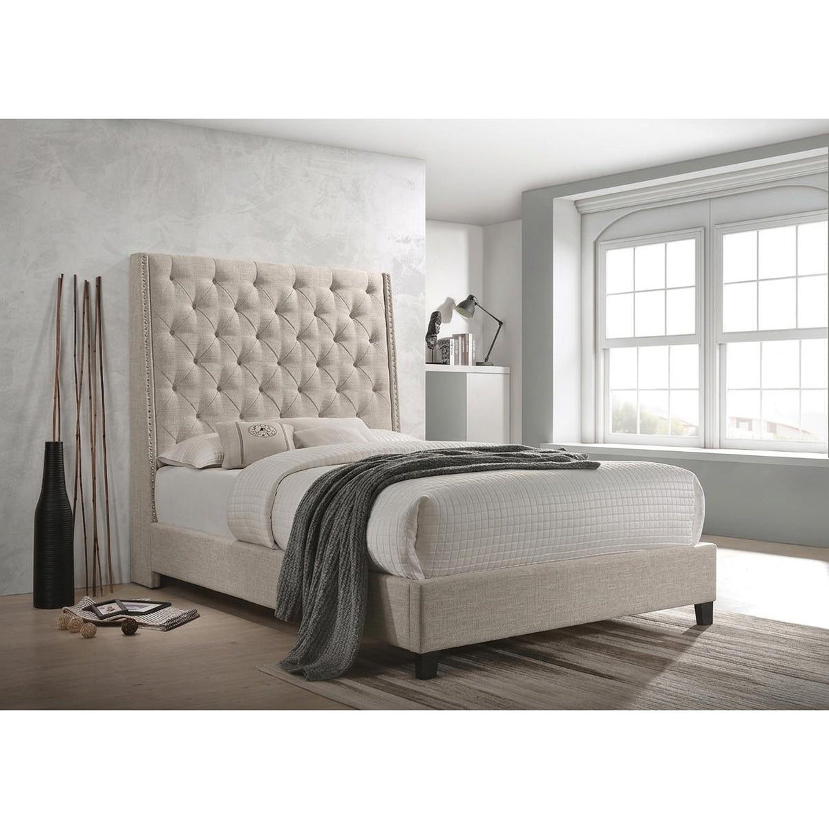  Crown Mark Chantilly 5265OT-K King Bed - Oat Tweed IMAGE 1