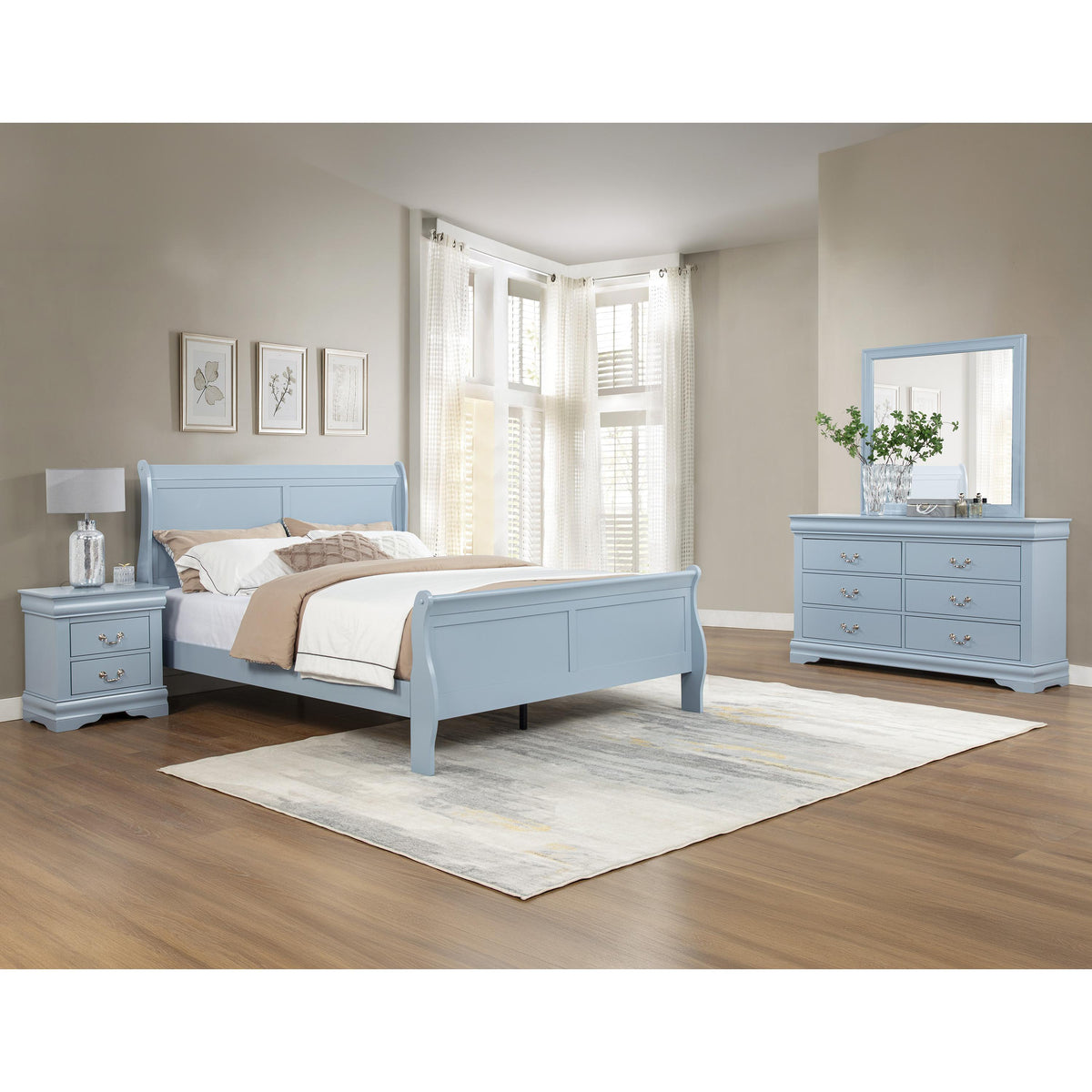  Crown Mark Louis Philip B3760-K King Bed - Blue IMAGE 2