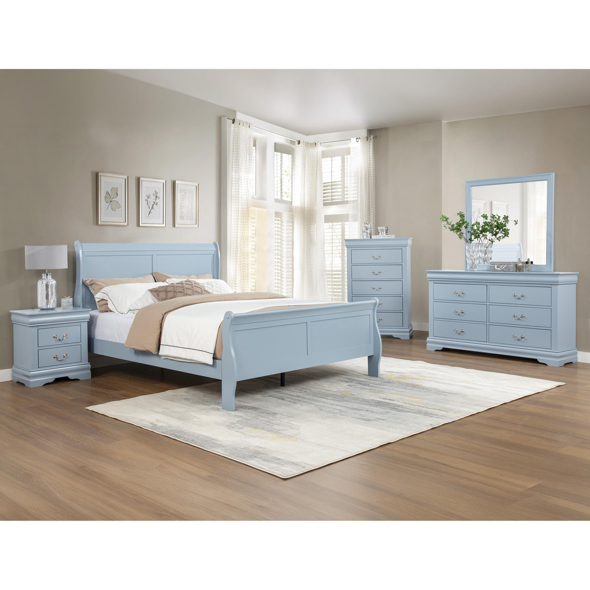  Crown Mark Louis Philip B3760-Q Queen Bed - Blue IMAGE 4