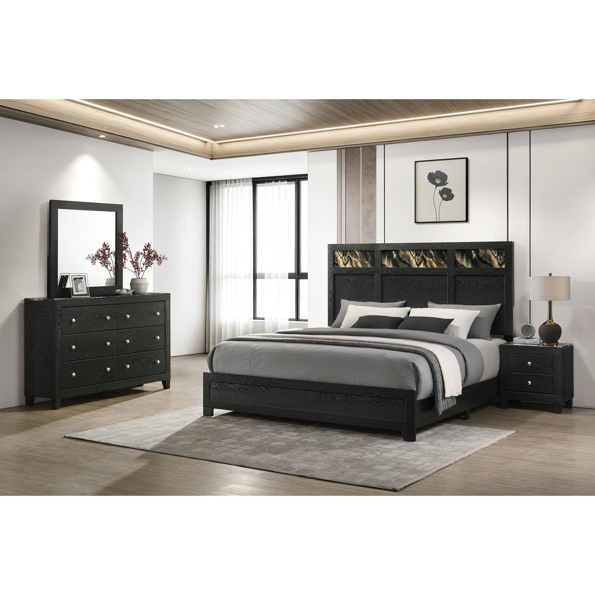  Crown Mark Cadence B4515-K-BED Bed in One Box - Gold/Black IMAGE 4