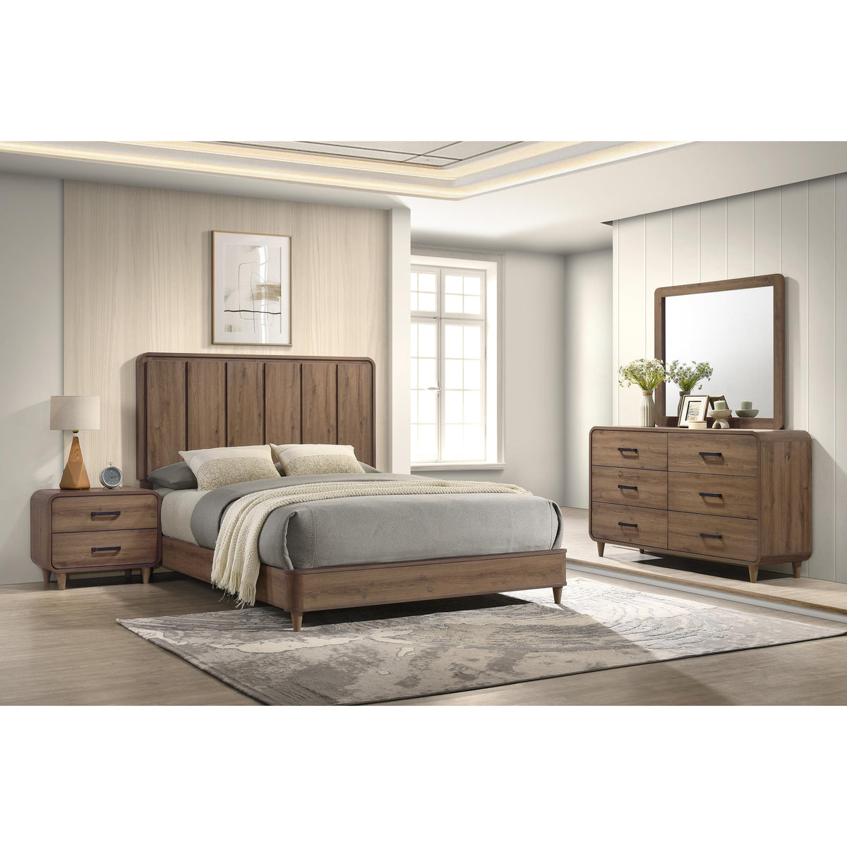  Crown Mark Nyomi B4922-K King Panel Bed - Light Brown IMAGE 4