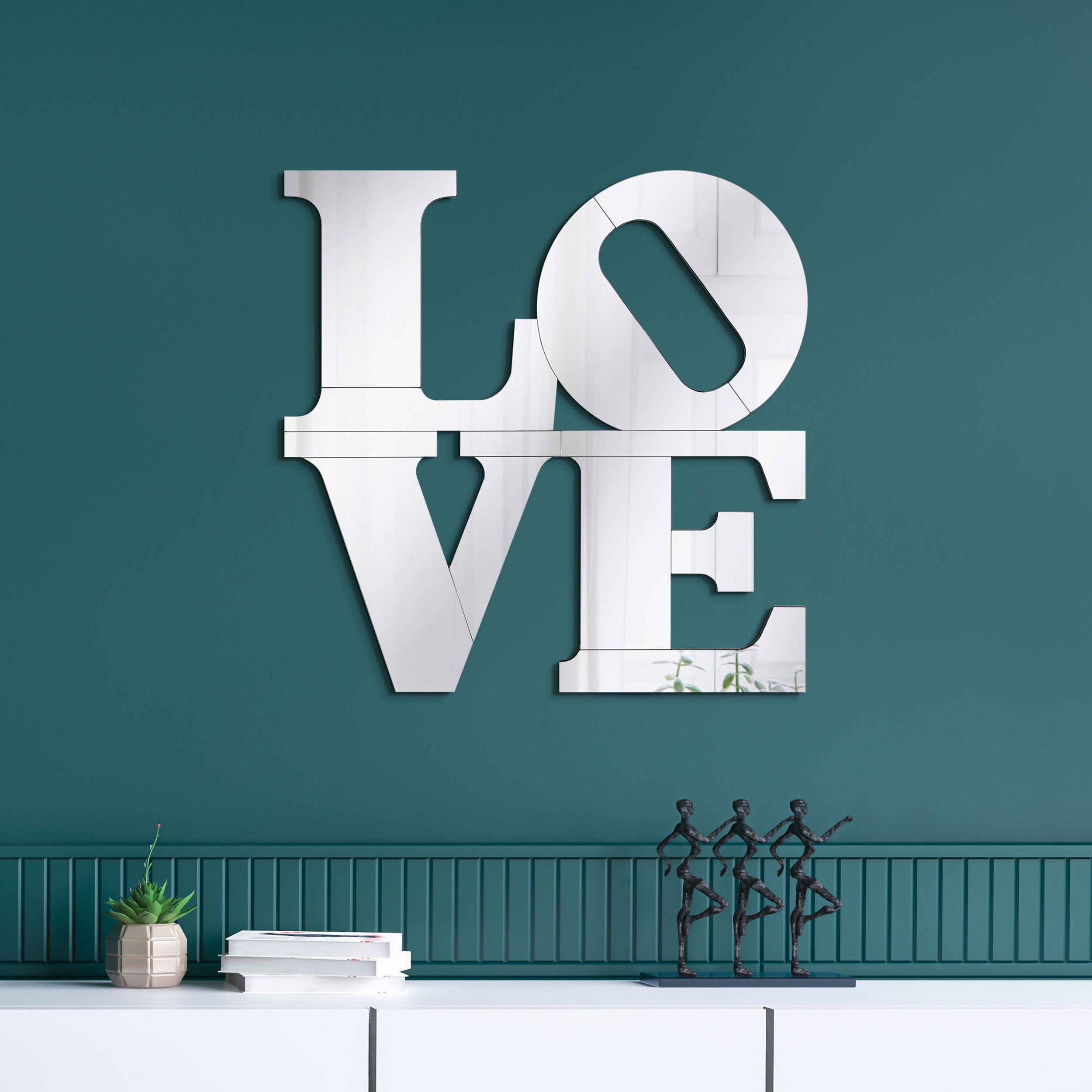 Keiran Wall Mirror 40 x 40 Love Silver Wall Mirror
