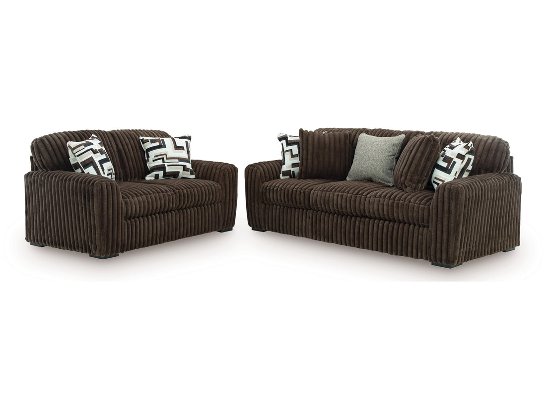 Ashley Midnight Madness Chocolate Sofa and Loveseat
