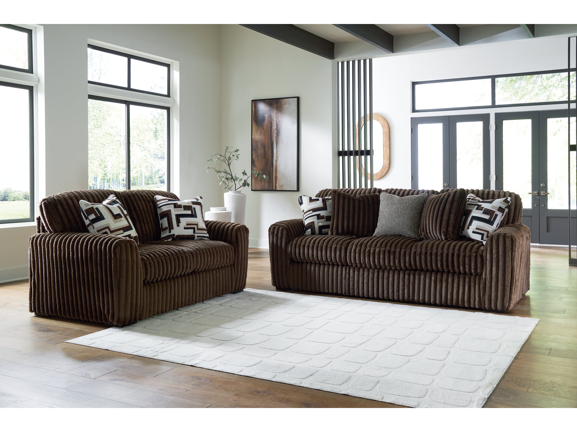 Ashley Midnight Madness Chocolate Sofa and Loveseat